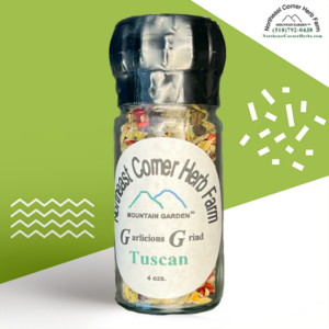 Tuscan seasoning blend in clear jar with label